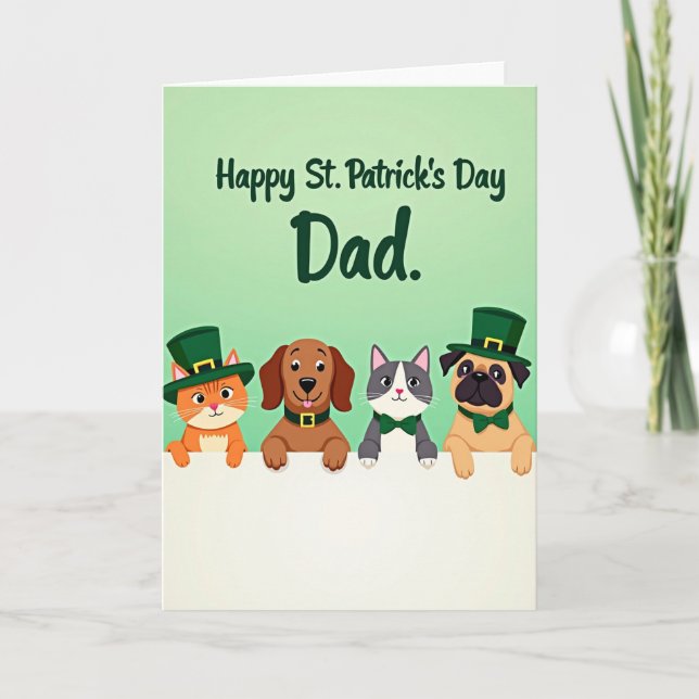 Carte de la Saint-Patrick pour animaux verts (Devant)