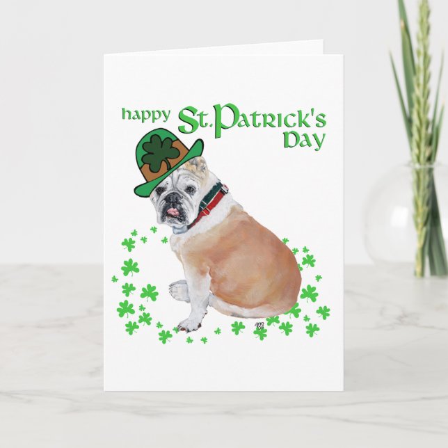 Carte de la Saint-Patrick pour Bouledogue Anglais (Devant)