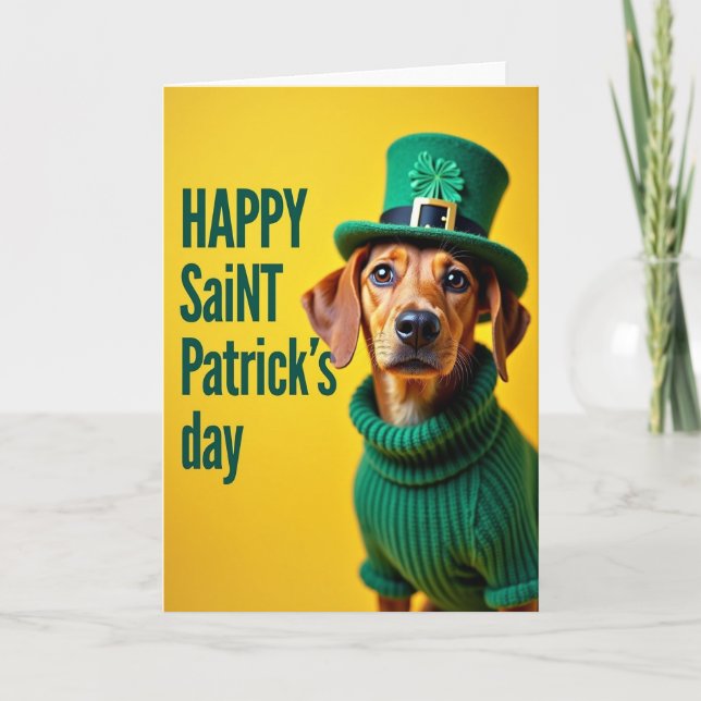 Carte de la Saint-Patrick pour chien chanceux (Devant)
