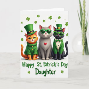 Carte de la Saint-Patrick pour fille avec chats