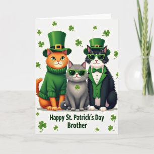 Carte de la Saint-Patrick pour frère avec chats