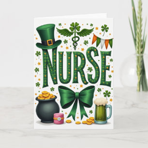 Carte de la Saint-Patrick pour infirmière chanceus
