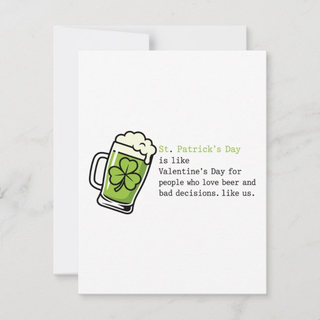 Carte de la Saint-Patrick pour les amateurs de biè (Devant)