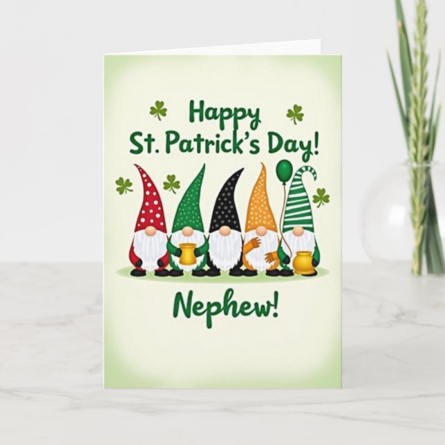 Carte de la Saint-Patrick pour neveu Gnome (Devant)