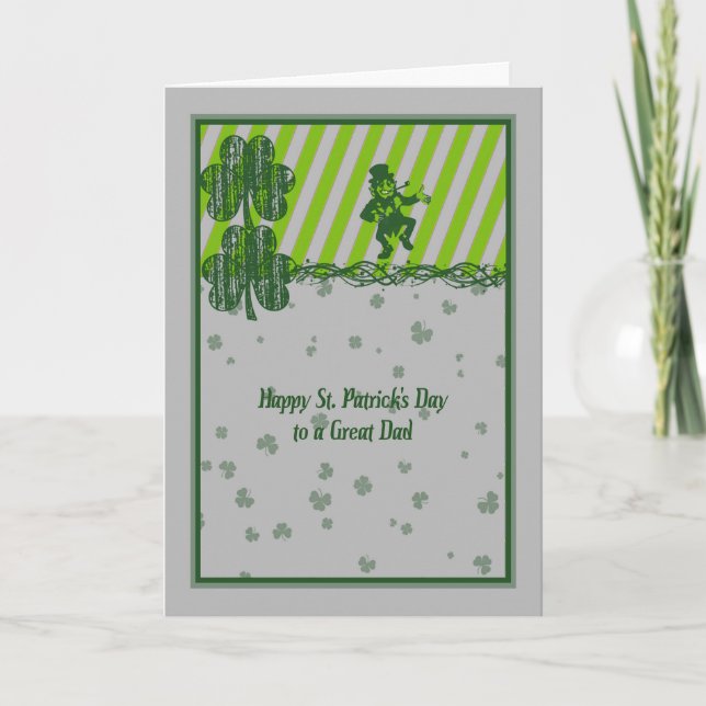 Carte de la Saint-Patrick pour Papa avec des trèfl (Devant)