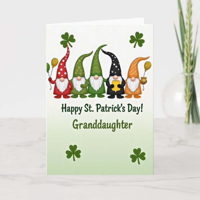 Carte de la Saint-Patrick pour petite-fille Gnome (Devant)