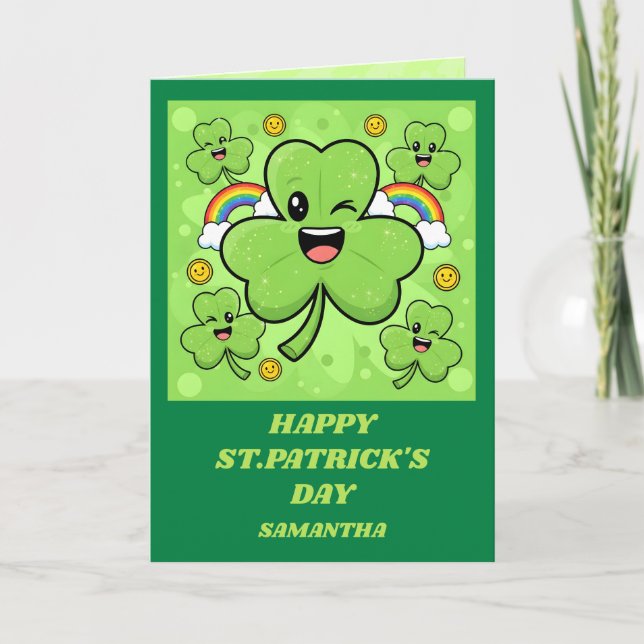 Carte de la Saint-Patrick Shamrock Sparkle (Devant)