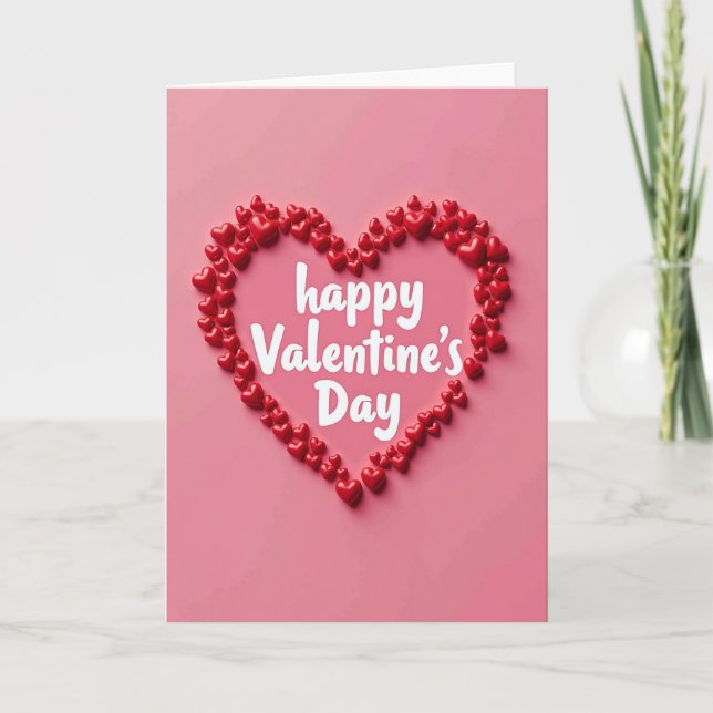 Carte de la Saint-Valentin 3D cœurs rose (Devant)