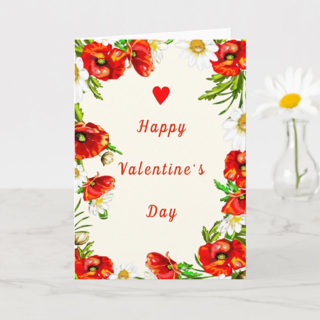 Carte de la Saint-Valentin à Cadre Floral (Petite plante)