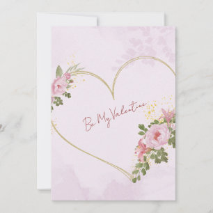 Carte de la Saint-Valentin à coeur floral rose