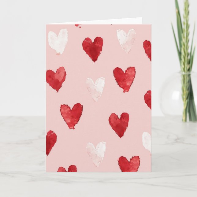 Carte de la Saint-Valentin à coeurs aquarelle (Devant)