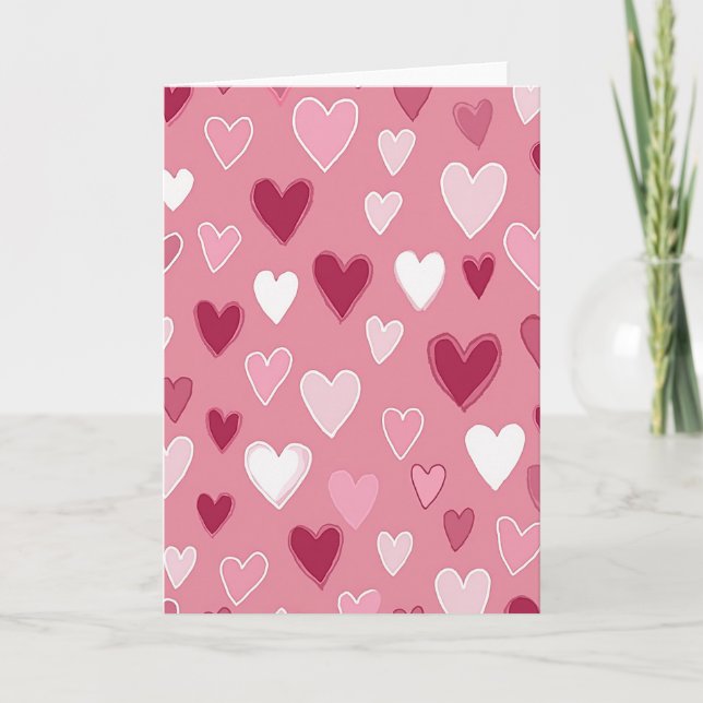 Carte de la Saint-Valentin à coeurs roses (Devant)