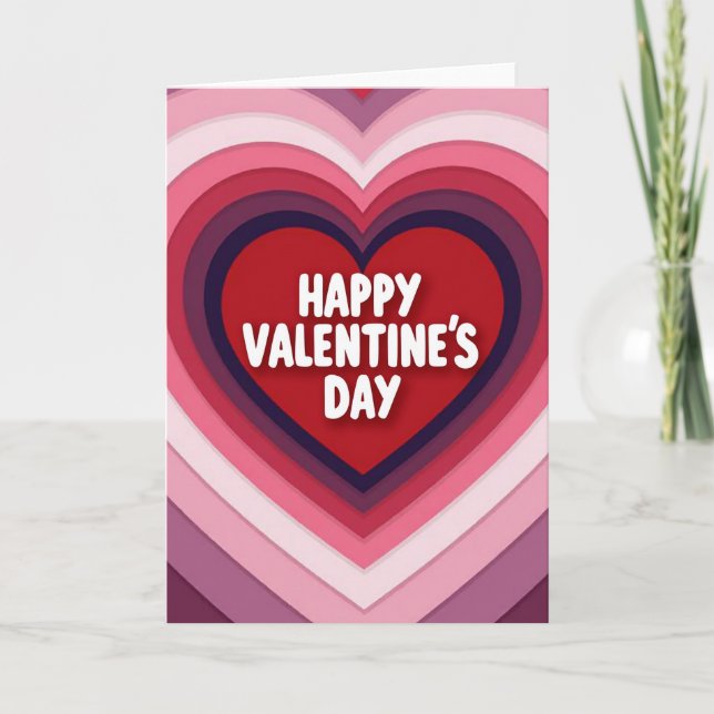 Carte de la Saint-Valentin à coeurs superposés ros (Devant)