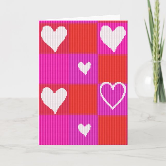 Carte de la Saint-Valentin à coeurs tissés (Devant)