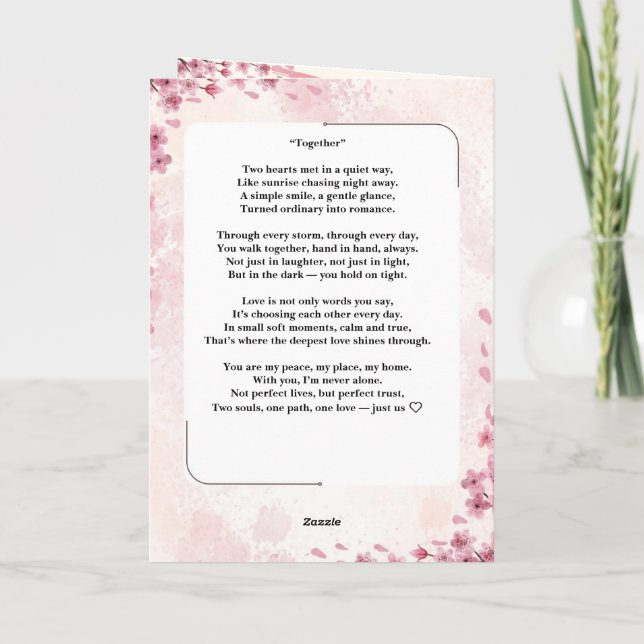 Carte de la Saint-Valentin à fleurs élégantes Rose (Dos)