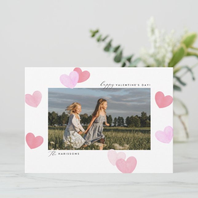 Carte de la Saint-Valentin à l'aquarelle avec phot (Debout devant)
