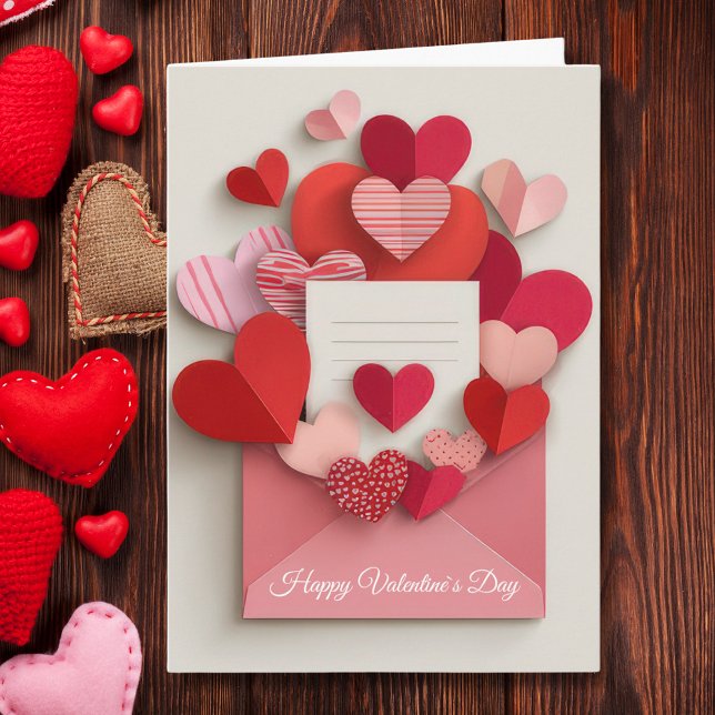 Carte de la Saint-Valentin à l'enveloppe cœur rose (Créateur téléchargé)