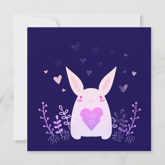 Carte de la Saint-Valentin à l'indigo foncé avec l (Devant)