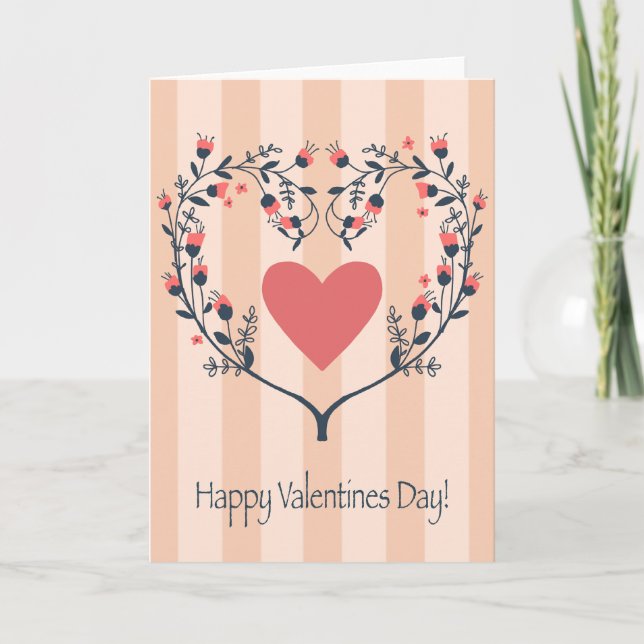 Carte de la Saint-Valentin à motif de cœur de fleu (Devant)