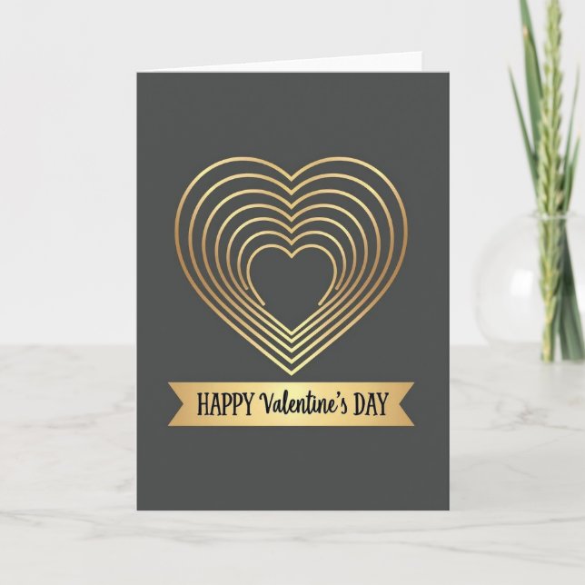 Carte de la Saint-Valentin à motif de cœur doré (Devant)
