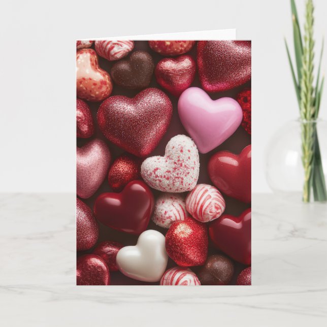 Carte de la Saint-Valentin à motif de cœurs de bon (Devant)
