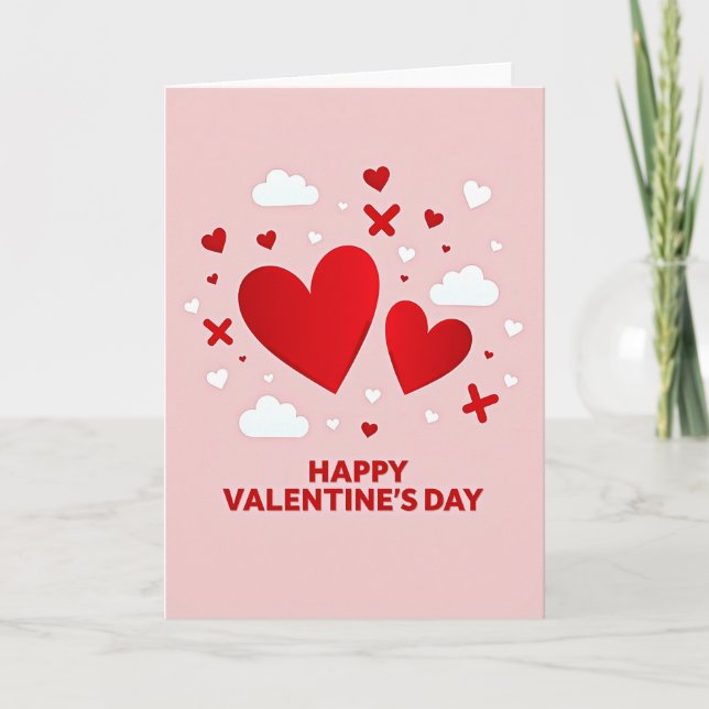 Carte de la Saint-Valentin à motif de cœurs rouges (Devant)