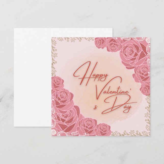 Carte de la Saint-Valentin à motif rose (Devant / Derrière)