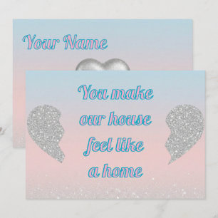 Carte de la Saint-Valentin à paillettes pastel ros