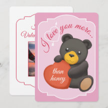 Carte de la Saint-Valentin à plat mignonne Ourse N