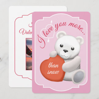 Carte de la Saint-Valentin à plat ourson polaire m