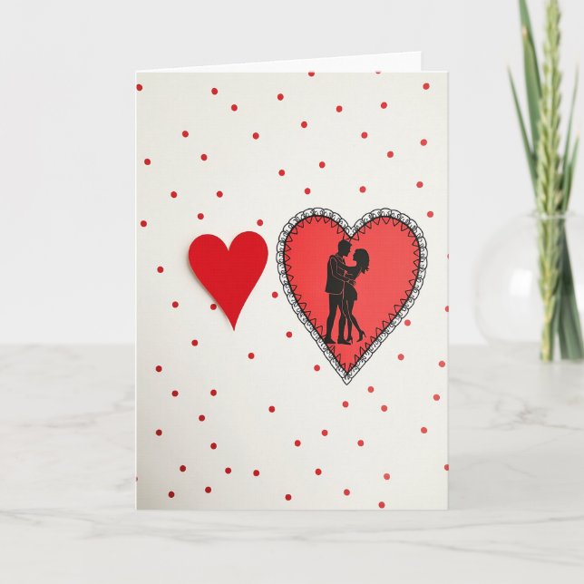 Carte de la Saint-Valentin à pois et amour (Devant)