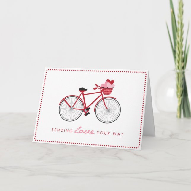 Carte de la Saint-Valentin à vélo avec coeur (Devant)