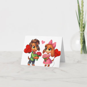Carte de la Saint-Valentin adorable teckel