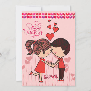 Carte de la Saint-Valentin amour couple mignon