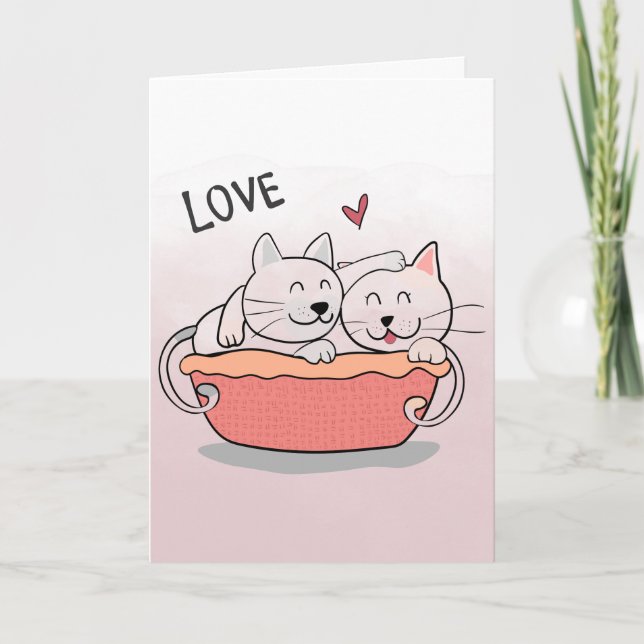 Carte de la Saint-Valentin aquarelle Amour Trait n (Devant)
