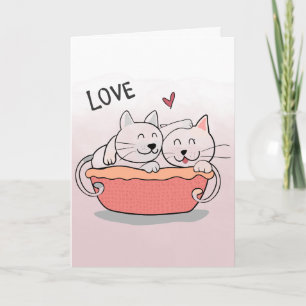 Carte de la Saint-Valentin aquarelle Amour Trait n