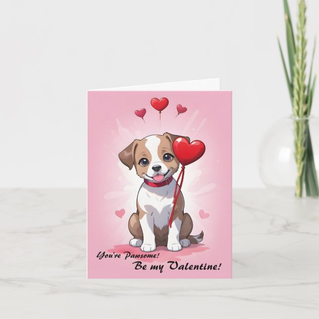 Carte de la Saint-Valentin aquarelle chien coupé (Devant)