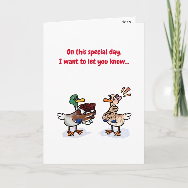 Carte de la Saint-Valentin au canard chanceux aqua (Devant)