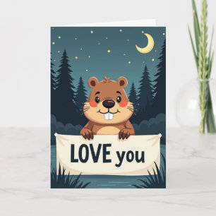 Carte de la Saint-Valentin au castor éclairé par l