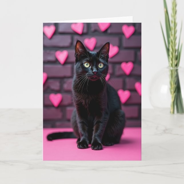 Carte de la Saint-Valentin au chat noir (Devant)