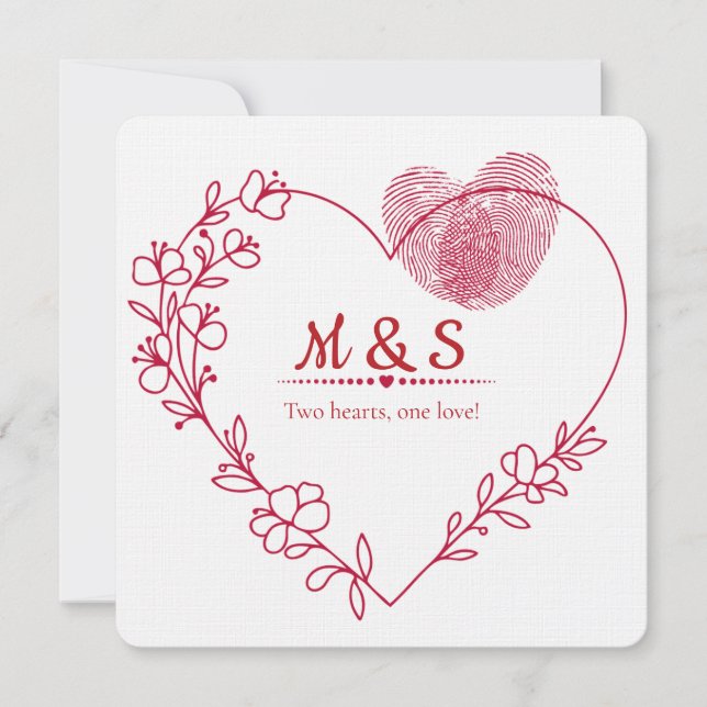 Carte de la Saint-Valentin au cœur empreinte digit (Devant)