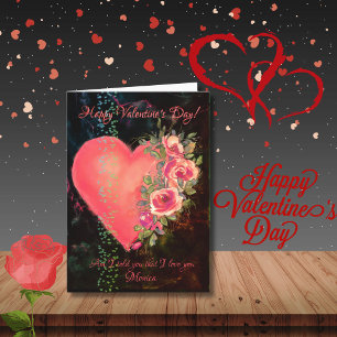 Carte de la Saint-Valentin au cœur rose magnifique