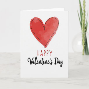 Carte de la Saint-Valentin au cœur rouge heureux