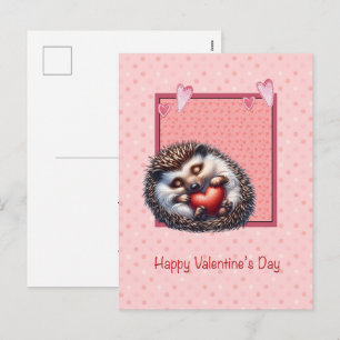 Carte de la Saint-Valentin au hérisson ou porc-épi