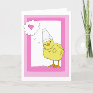Carte de la Saint-Valentin au poulet rose personna