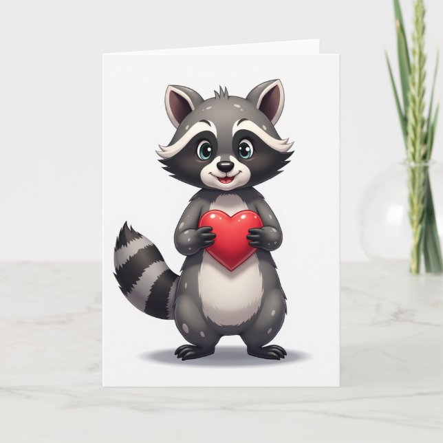 Carte de la Saint-Valentin au Raton Laveur Mignon  (Devant)