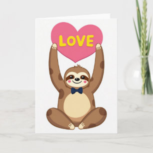 Carte de la Saint-Valentin au thème de paresseux m