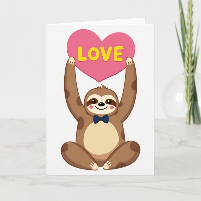 Carte de la Saint-Valentin au thème de paresseux m (Devant)