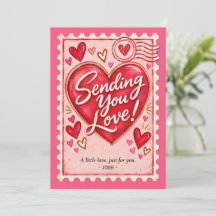 Carte de la Saint-Valentin au timbre vintage