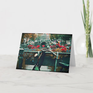 Carte de la Saint-Valentin au vélo vintage romanti